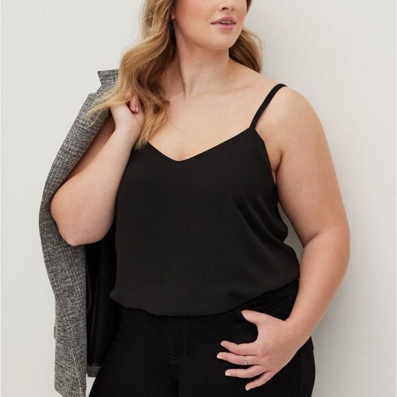 Torrid Sophie Chiffon Swing Cami Black Tank Blouse Top 1X - Picture 1 of 3
